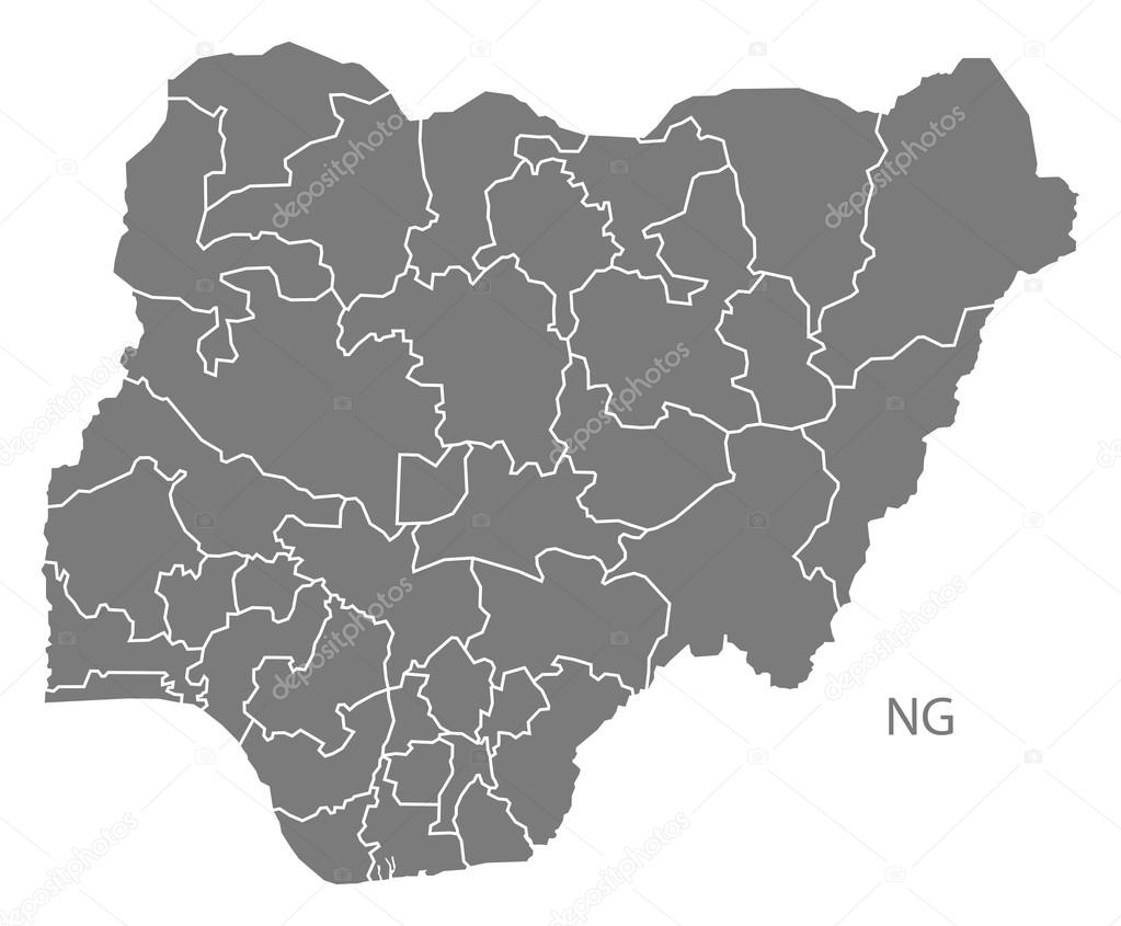 Nigeria provinces Map grey