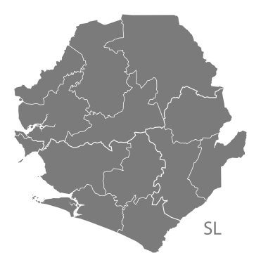 Sierra Leone provinces harita gri