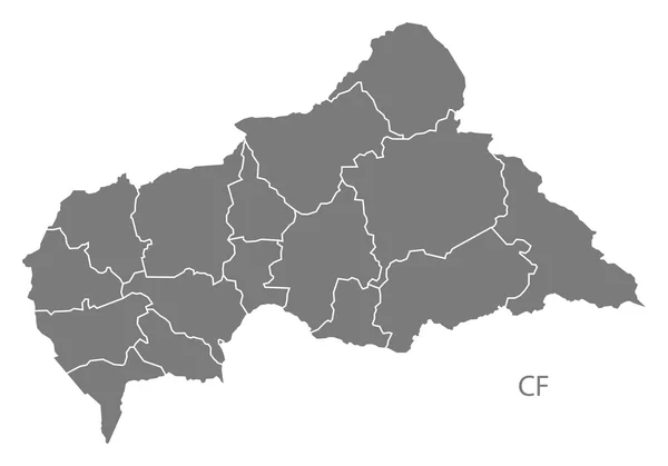 Центральноафриканська Республіка префектурах карту сірий — стоковий вектор