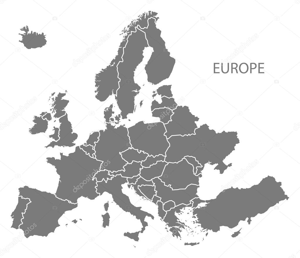 Onweersbui In de omgeving van stap Europa met landen kaart grijs vectorafbeelding door © ingomenhard ⬇  Vectorstock #122618662