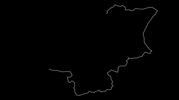 Sydbulgariska Regionen Karta Skiss Animation — Stockvideo