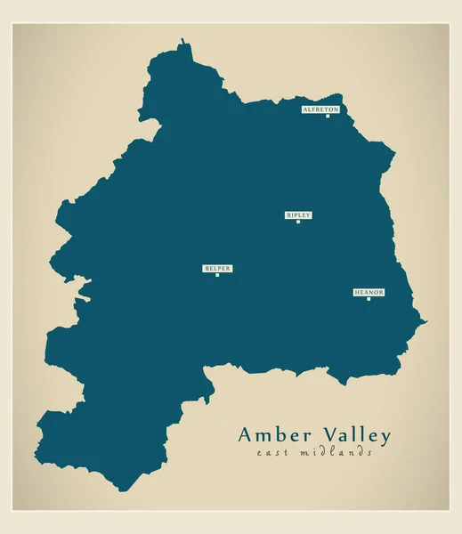 Mapa Del Distrito Amber Valley Inglaterra — Archivo Imágenes Vectoriales