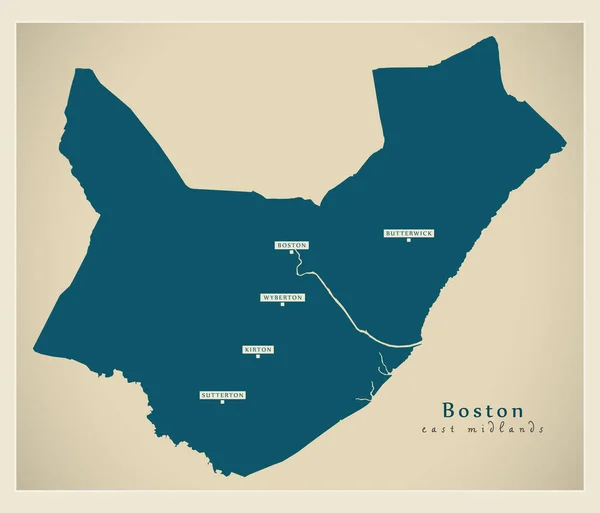 Boston Bölge Haritası Ngiltere Llüstrasyon — Stok Vektör