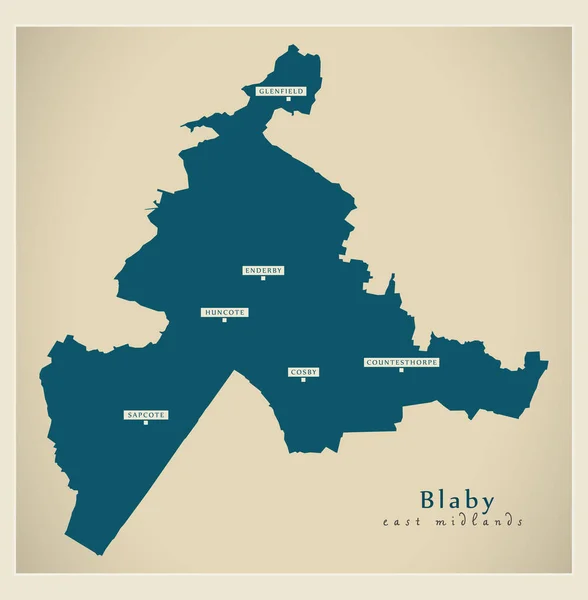 Mapa Del Distrito Blaby Inglaterra Reino Unido Ilustración — Vector de stock