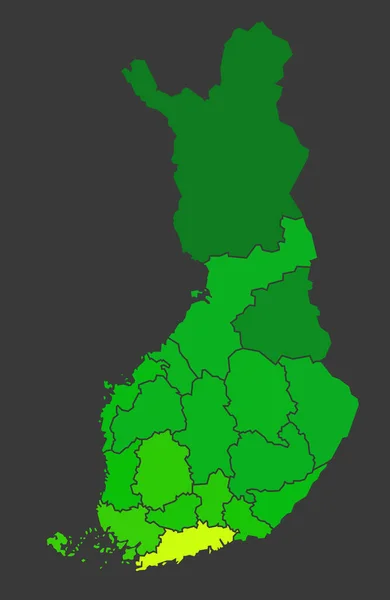 Finlândia Mapa Calor População Como Ilustração Densidade Cores — Fotografia de Stock