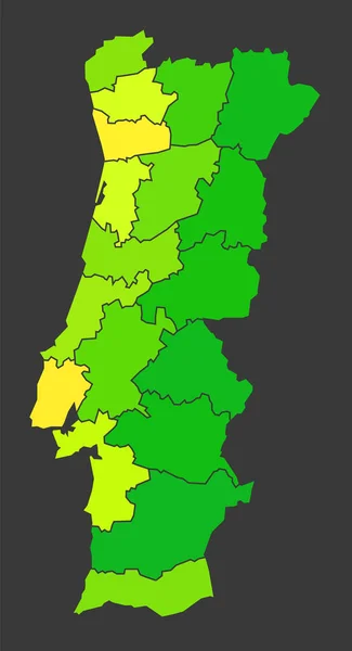 Mapa Calor População Portugal Como Ilustração Densidade Cores — Fotografia de Stock