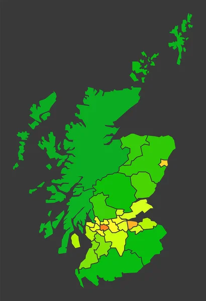 Skócia Lakosság Térkép Színsűrűség Illusztráció — Stock Fotó