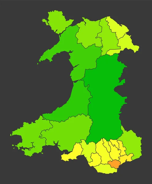 Wales Népesség Térkép Mint Színes Sűrűség Illusztráció — Stock Fotó