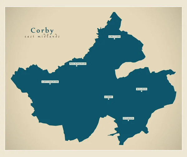 Carte District Corby Angleterre Royaume Uni — Image vectorielle