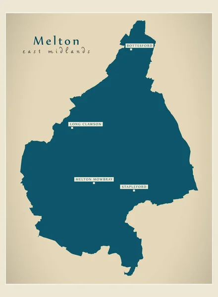Mappa Del Distretto Melton Inghilterra — Vettoriale Stock