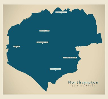 Northampton bölge haritası - İngiltere