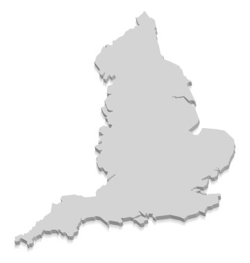 Gölgeli İngiltere 3D gri haritası