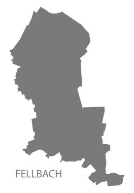 Fellbach city map with boroughs grey illustration silhouette shape