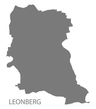 Leonberg city map with boroughs grey illustration silhouette shape