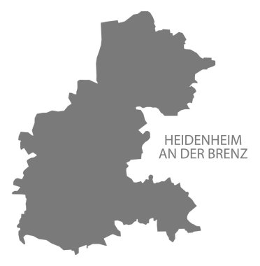 Heidenheim an der Brenz city map with boroughs grey illustration shihouette shape