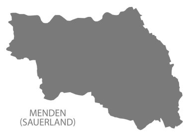Menden (Sauerland) ilçelerin gri çizim silueti şekilli şehir haritası
