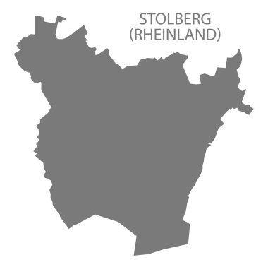 Stolberg (Rheinland) ilçelerin gri çizim silueti şekilli şehir haritası