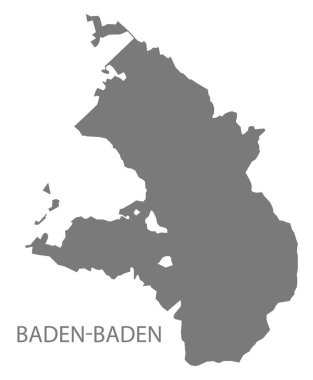 Baden Baden şehir haritası Gri çizim silüeti şekilli