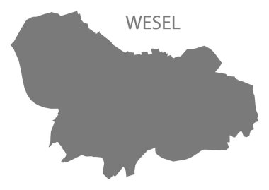 Gri illüstrasyon silüeti olan Wesel şehir haritası
