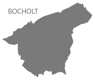 Bocholt şehir haritası ile ilçelerin gri çizim silueti şekli