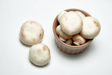 Beyaz mantarlar arka planda şampiyonlar.