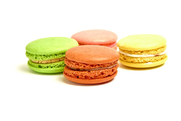 Delicious Multicolored Macaroons White Background — Stock Photo, Image