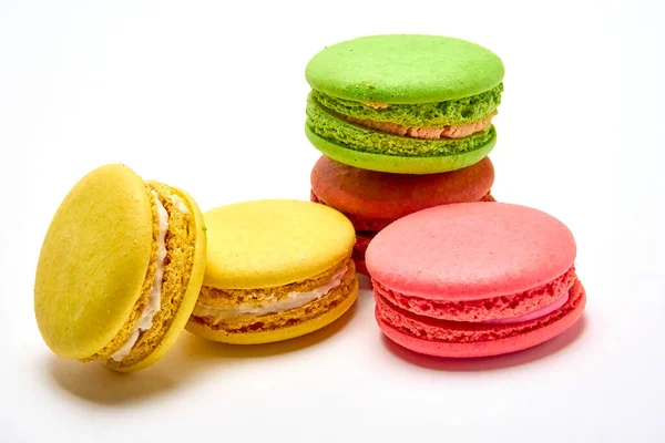 Delicious Multicolored Macaroons White Background — Stock Photo, Image