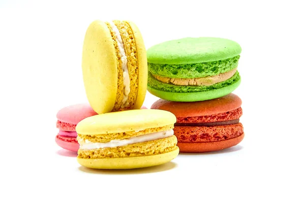 Delicious Multicolored Macaroons White Background — Stock Photo, Image