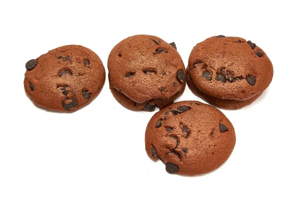 Deliciosas Galletas Con Cacao Polvo Gotas Glaseado Chocolate Sobre Fondo — Foto de Stock