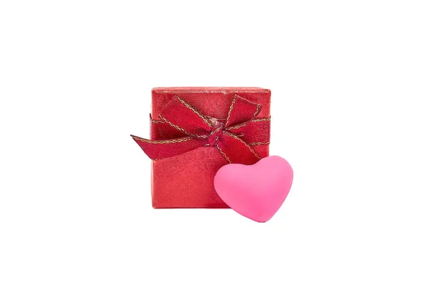 Valentin Napi Piros Ajándékdoboz Gyűrű Vagy Fülbevalók — Stock Fotó