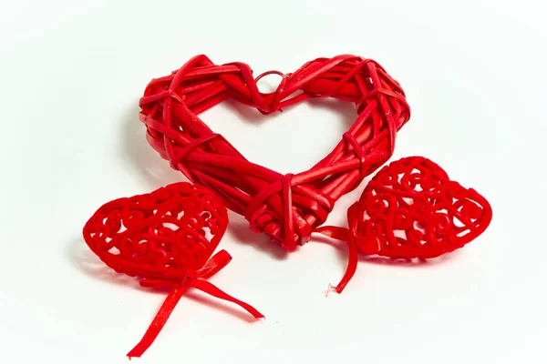 Красные Сердечки Ручной Работы День Святого Валентина — стоковое фото