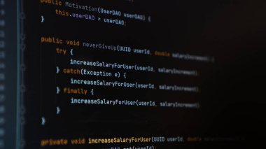 IDE kod düzenleyicisindeki monitör ekranındaki komik Java kodu. Kod şakası programlıyorum. Programcı eğlencesi. Kod ekranı programlanıyor