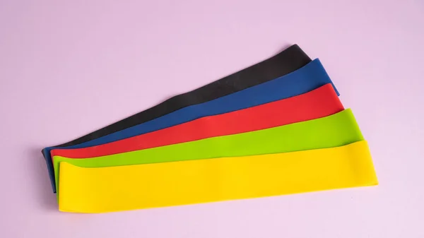 Resistance band. The colorful fitness band set. Multi-colored elastic Resistance Bands for Legs and Butt