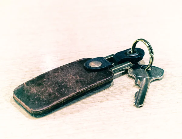 Schlüssel, Leder Schlüsselanhänger — Stockfoto