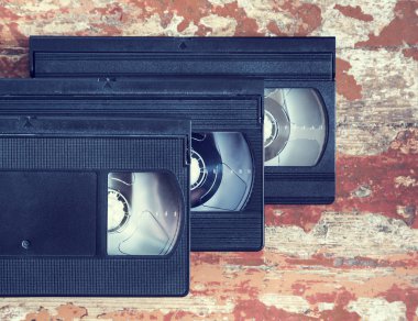 Üç video kaset yakın çekim