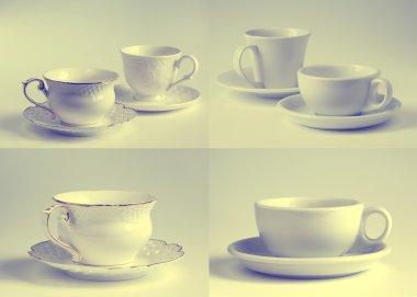 Beyaz fincan ve çay tabağı