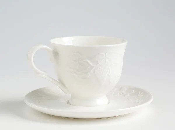 Tazza bianca e piattino — Foto Stock