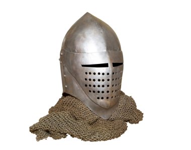 Knight's kask ve zincirli demirden