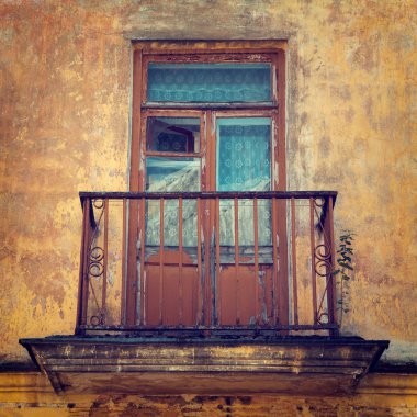 Eski balkon, vintage tarafından stilize fotoğraf