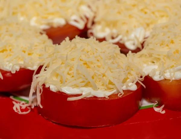 トマトのおろしチーズ マクロ — ストック写真
