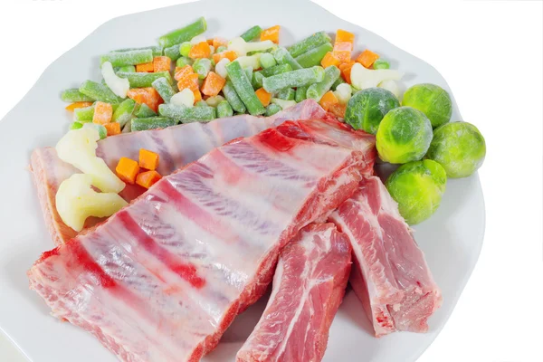 Nyers hús és zöldség — Stock Fotó
