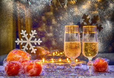 christmas, card, wallpaper. Photo in old image style.