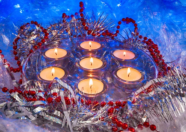 Christmas, festive candles, wallpaper. — Stock Photo, Image