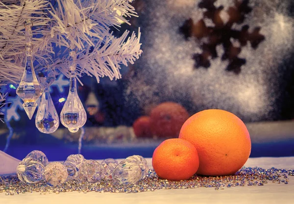 Weihnachtsbaum, Mandarine, Vintage, Retro, Old-Style-Image, — Stockfoto