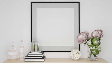 Model poster çerçeve minimalist modern iç plan, 3d render