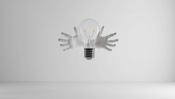 Hands Protecting Idea Have Idea Want Protect Patenting Idea Eureka — Stock Photo, Image