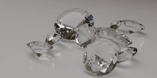 Diamantes soltos em fundo branco — Fotografia de Stock