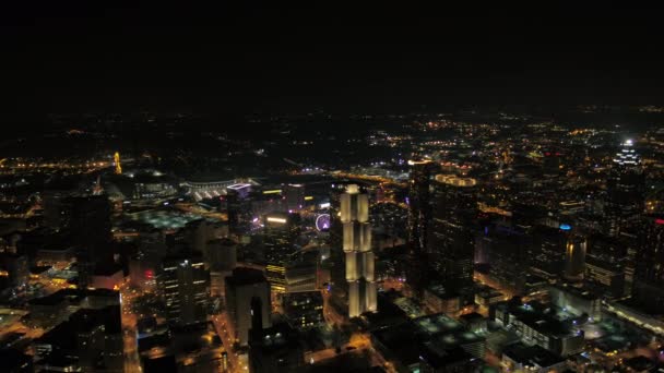 Atlanta Aerial V254 Létání Nad Centrem Města Výhledem Město Noci — Stock video