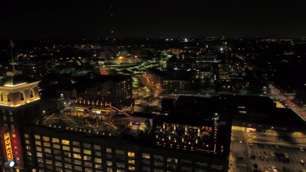 Atlanta Aerial V255 Flying Low Pcm Cityscape Views Night Marzo — Video Stock