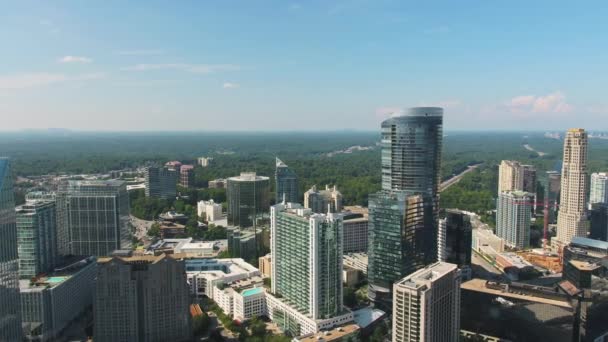 Atlanta Aerial V337 Flying Low Downtown Buckhead Sunny Cityscape November — Stock Video